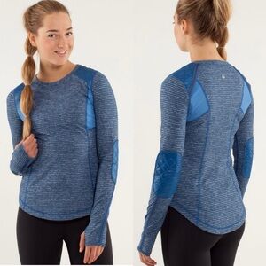 Lululemon Run: Ice Queen Long Sleeve, Slope Stripe Limitless Blue